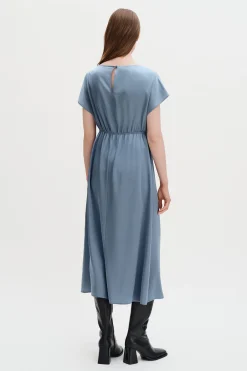 Gathered Kimono Boatneck Dress