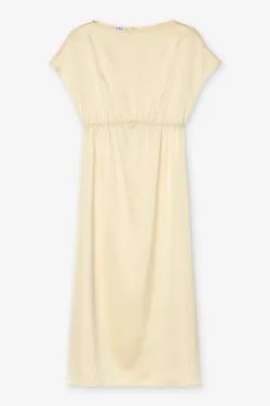 Gathered Kimono Boatneck Dress