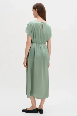 Gathered Kimono Boatneck Dress
