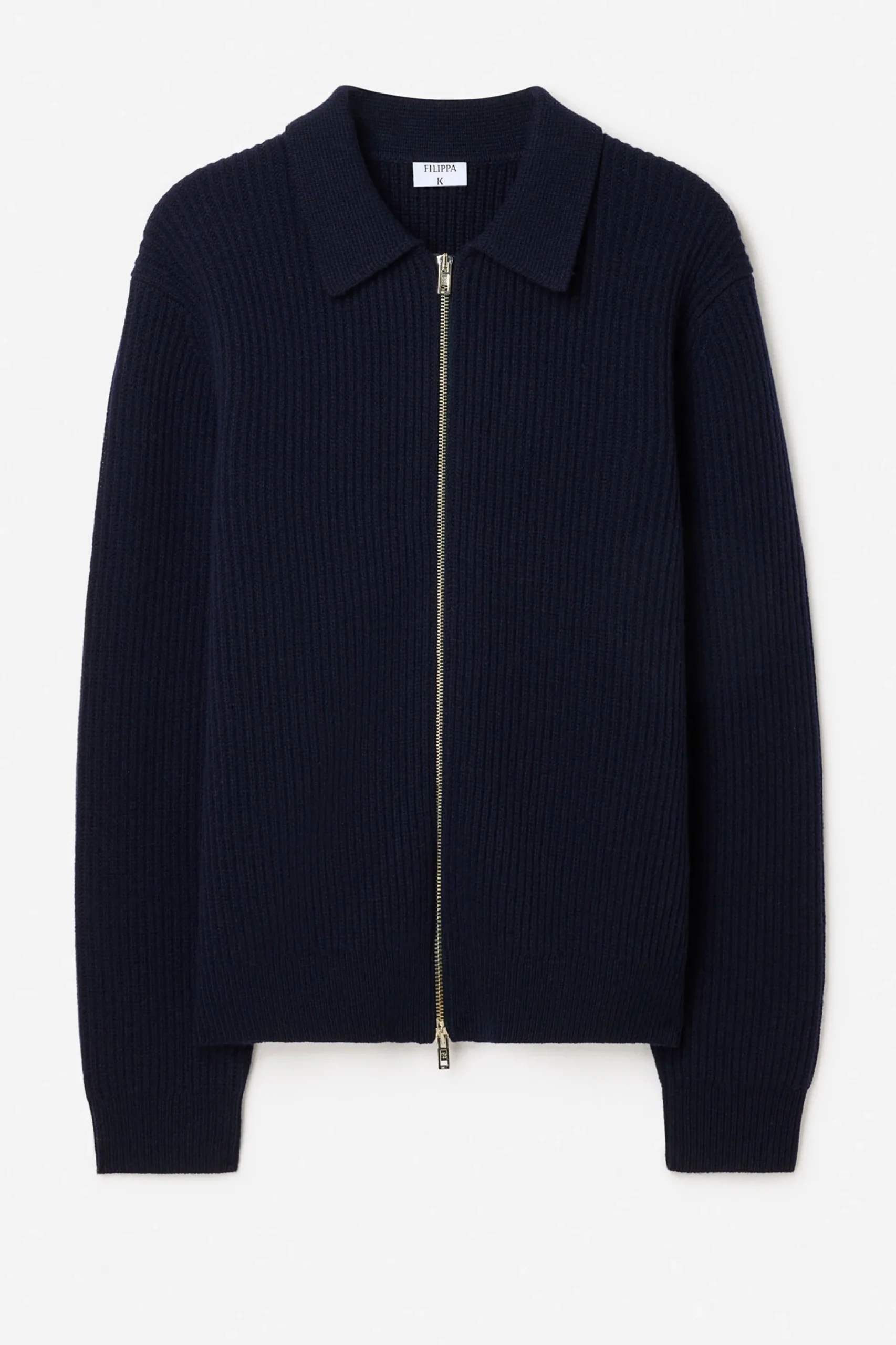 Ribbed Wool Zip Cardigan